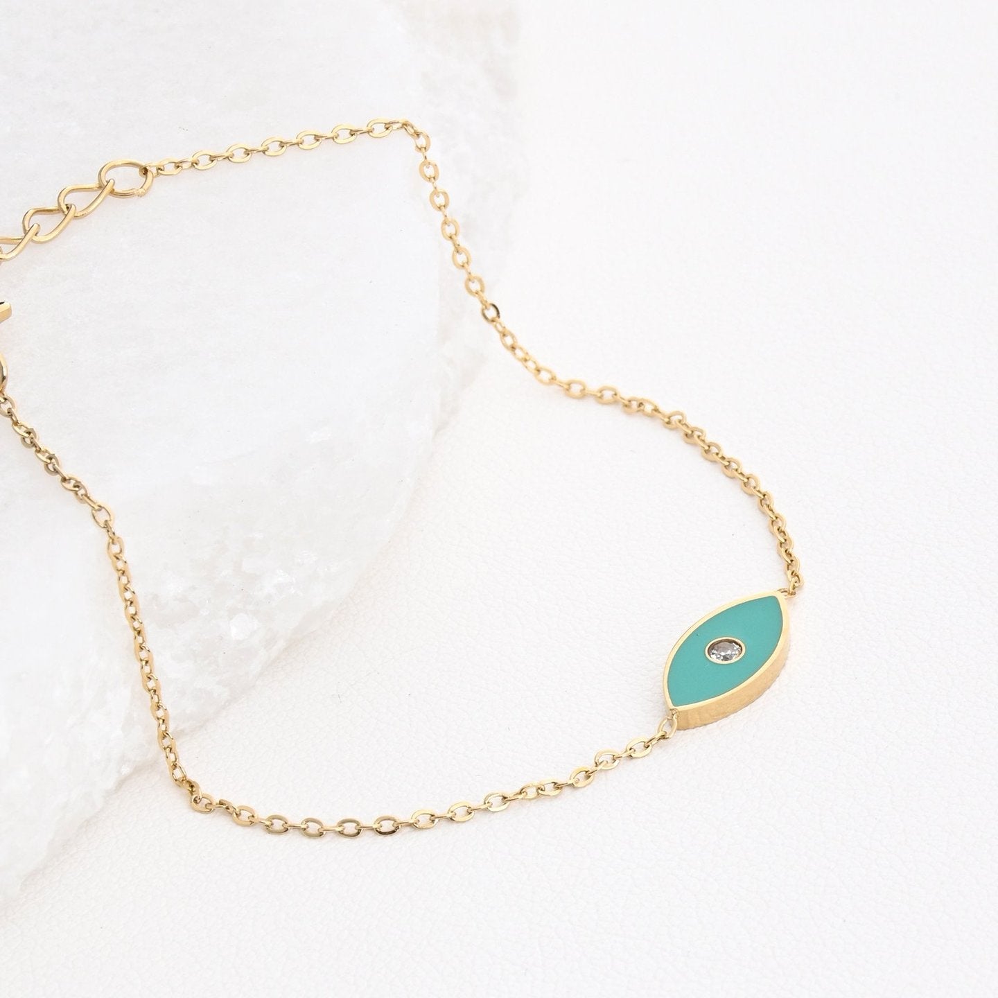 Bracelet Alba en acier œil vert