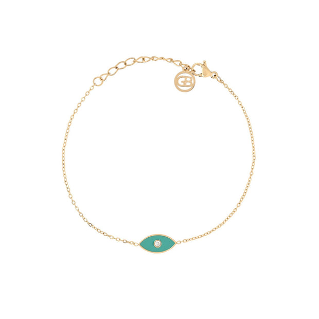 Bracelet Alba en acier œil vert