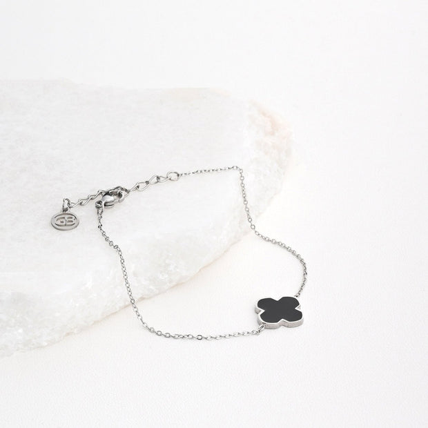 Bracelet Alba en acier trèfle noir