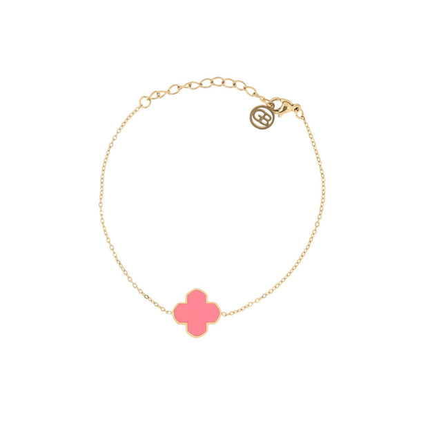 Bracelet Alba en acier trèfle rose