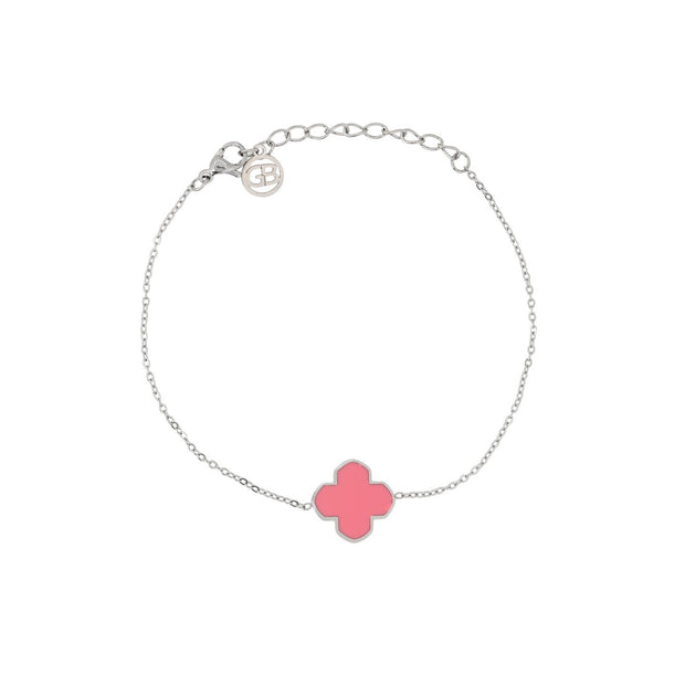 Bracelet Alba en acier trèfle rose