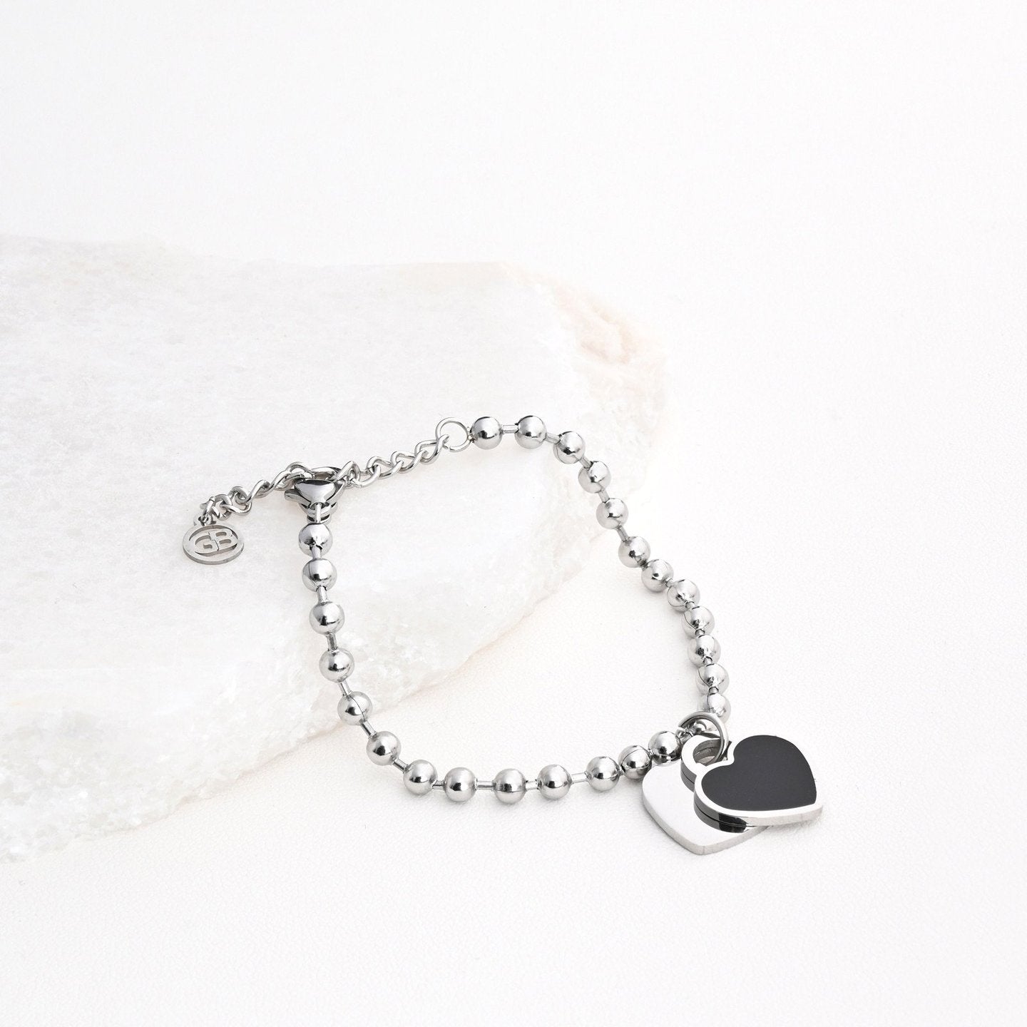 Bracelet Esmée en acier coeur double noir