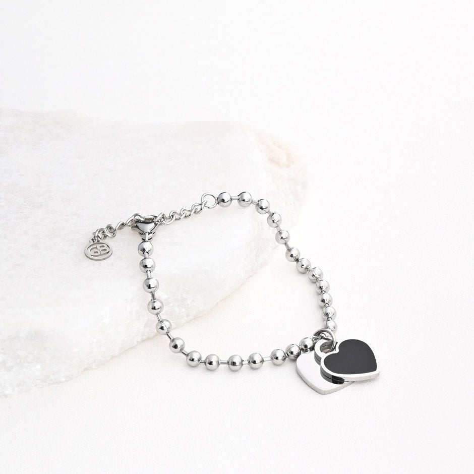 Bracelet Esmée en acier coeur double noir