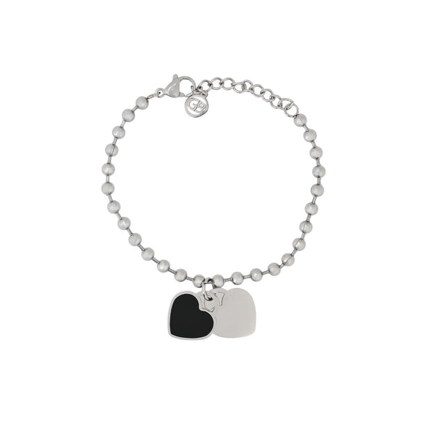 Bracelet Esmée en acier coeur double noir