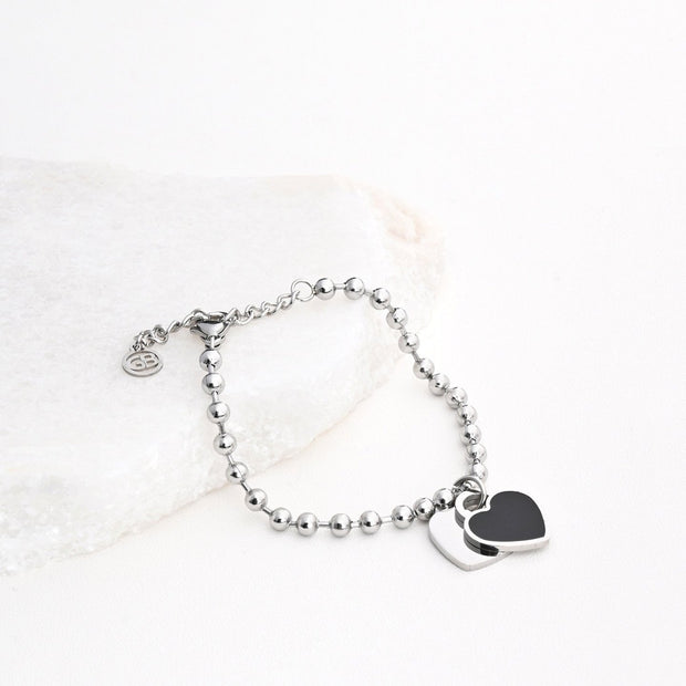 Bracelet Esmée en acier coeur double noir