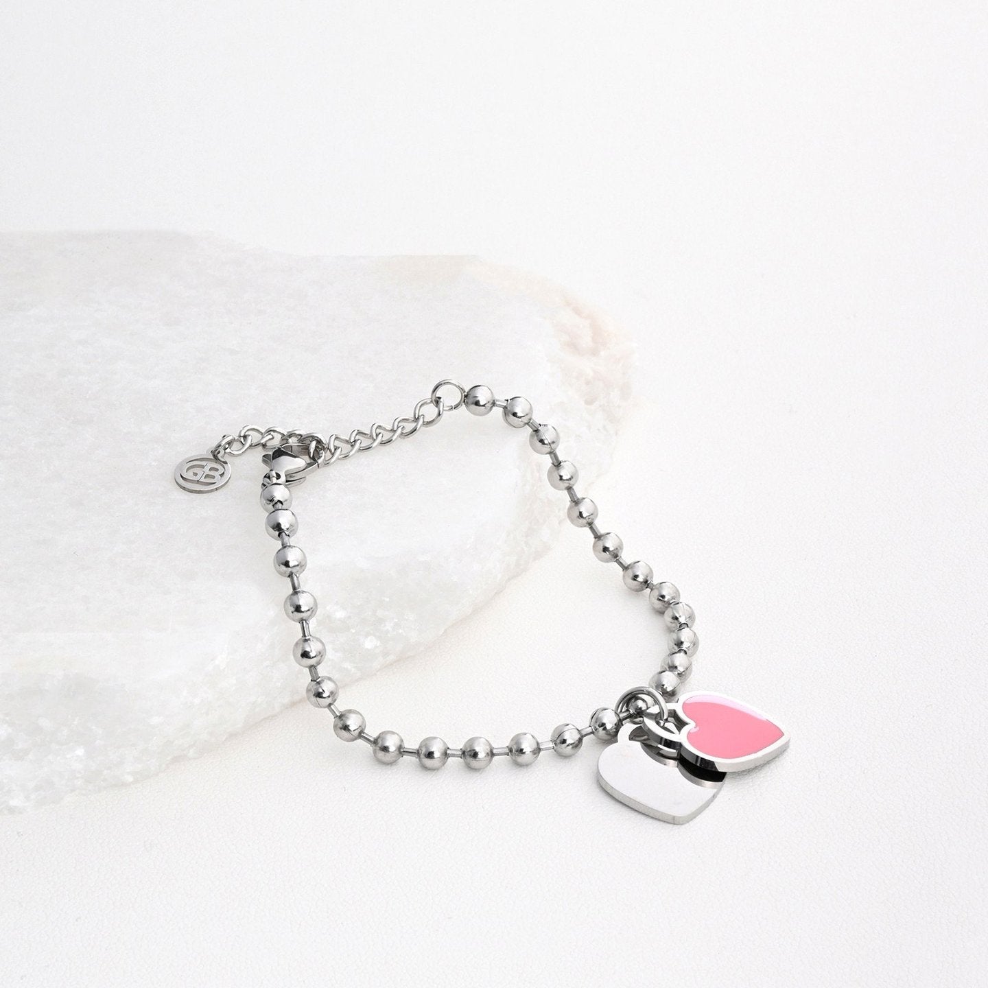 Bracelet Esmée en acier coeur double rose