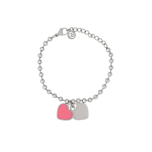 Bracelet Esmée en acier coeur double rose