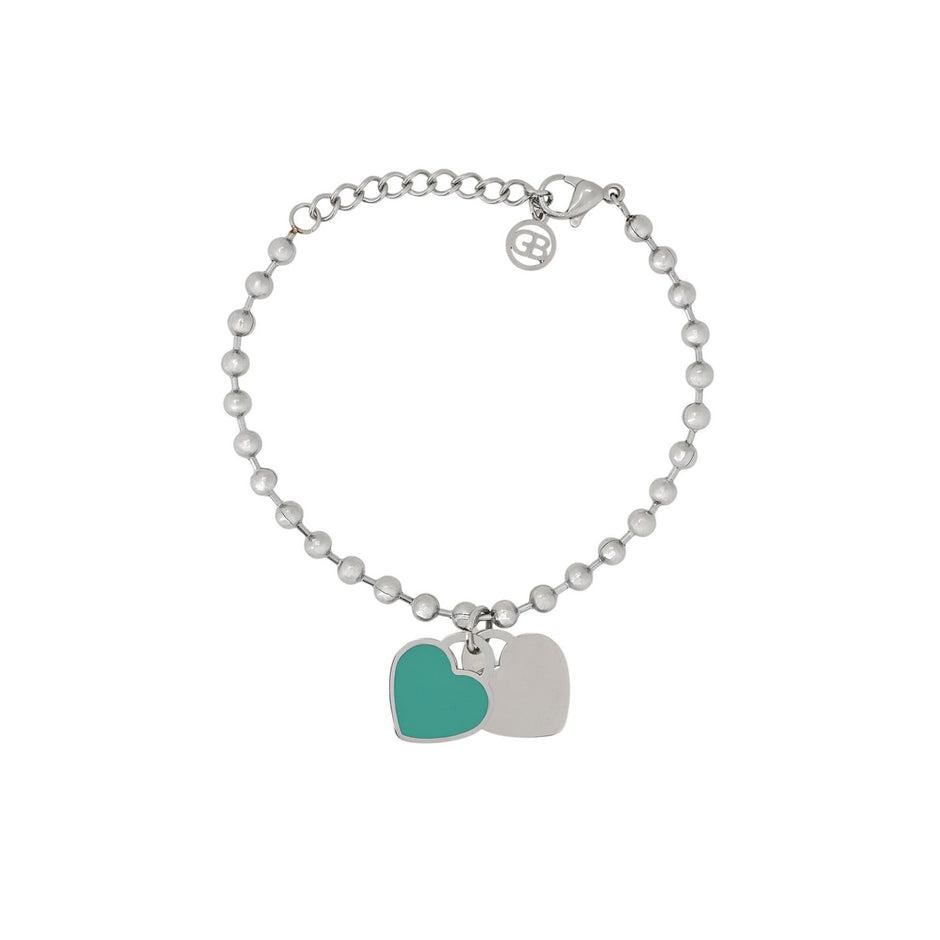 Bracelet Esmée en acier coeur double vert