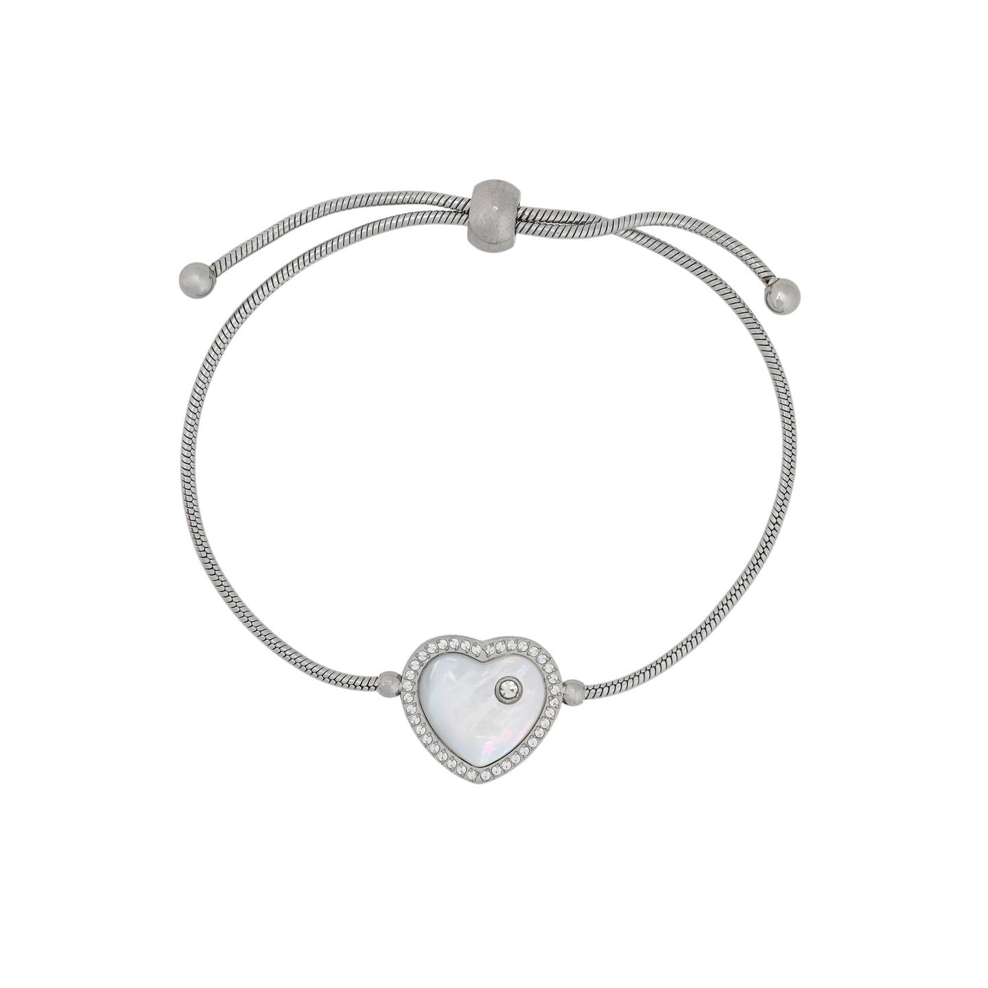 Bracelet Alba réglable acier avec nacre cœur