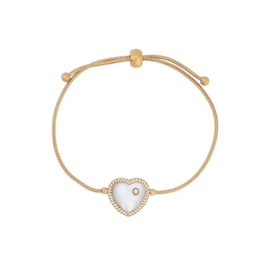 Bracelet Alba réglable acier avec nacre cœur