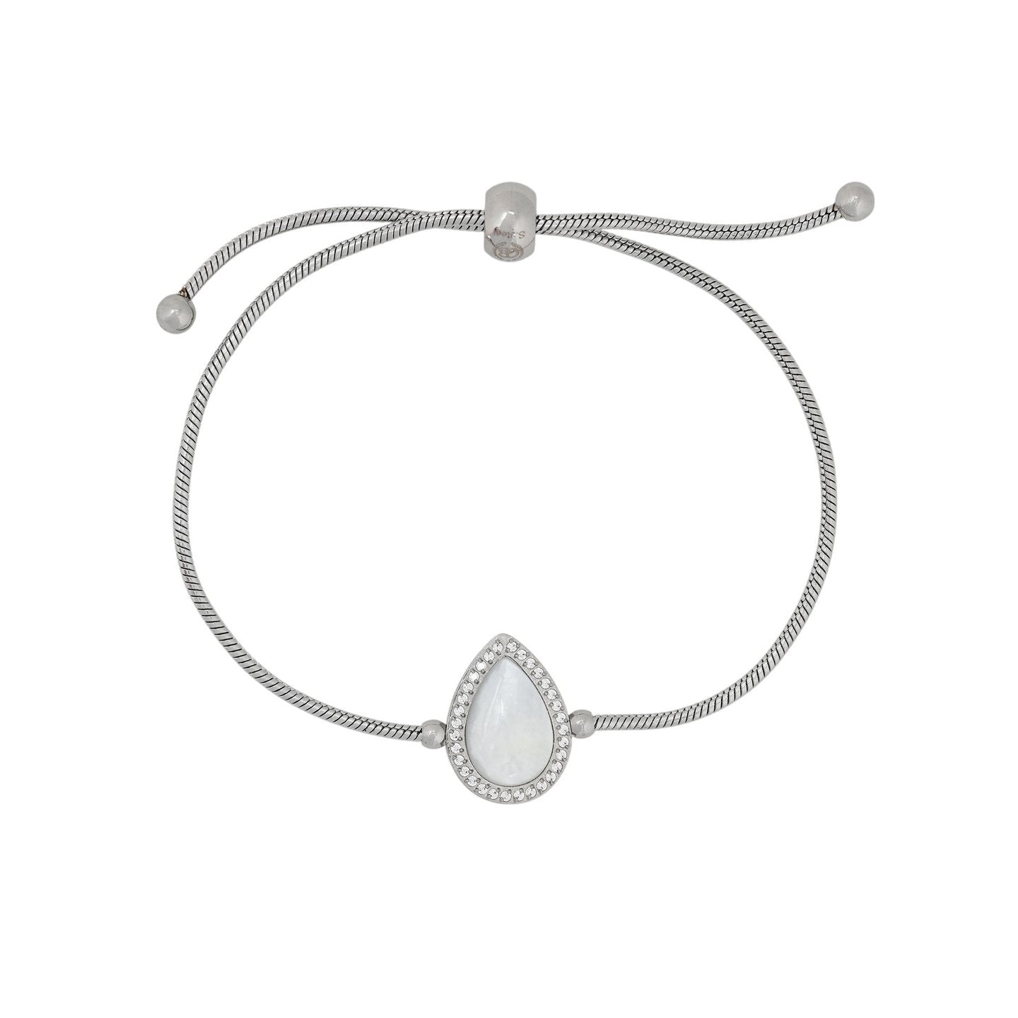Bracelet Esmée réglable acier avec nacre ovale