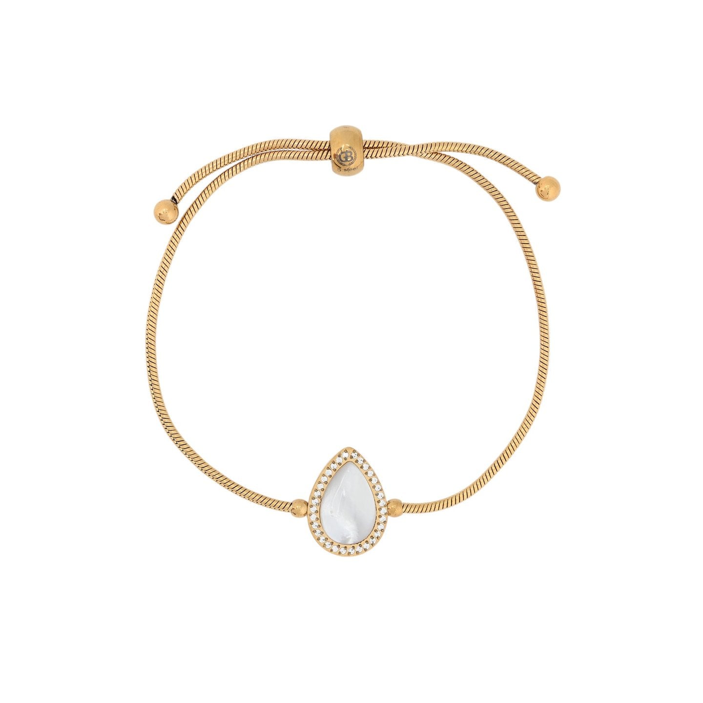 Bracelet Esmée réglable acier avec nacre ovale