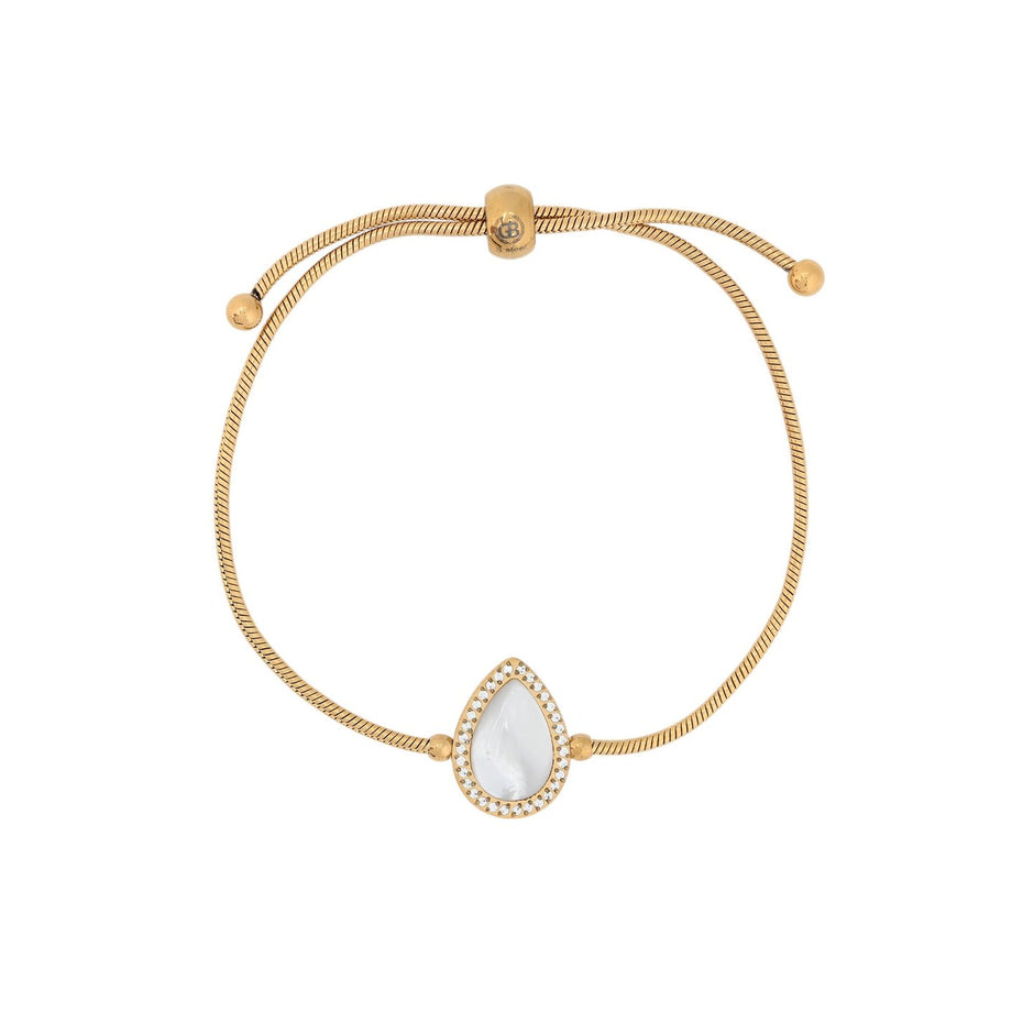 Bracelet Esmée réglable acier avec nacre ovale