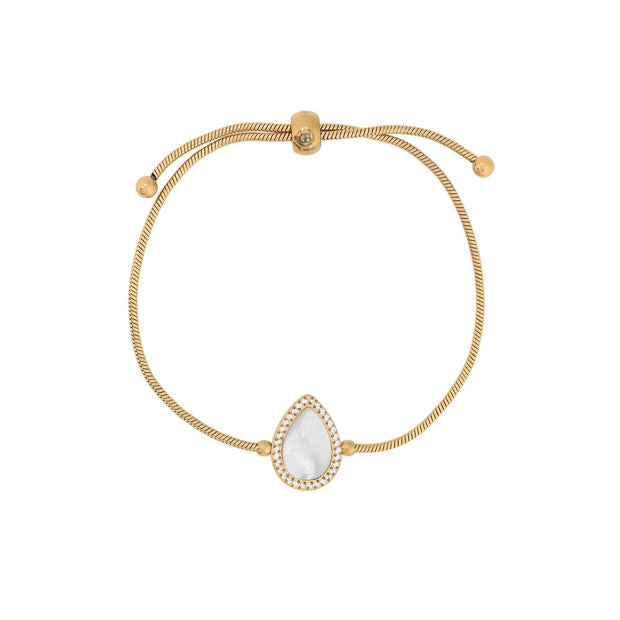 Bracelet Esmée réglable acier avec nacre ovale