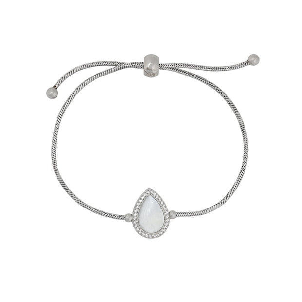 Bracelet Esmée réglable acier avec nacre ovale