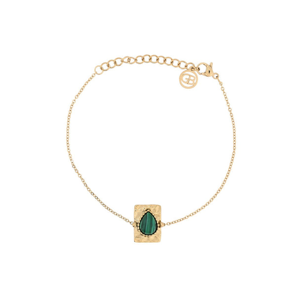 Bracelet Alba en acier pendentif ovale vert