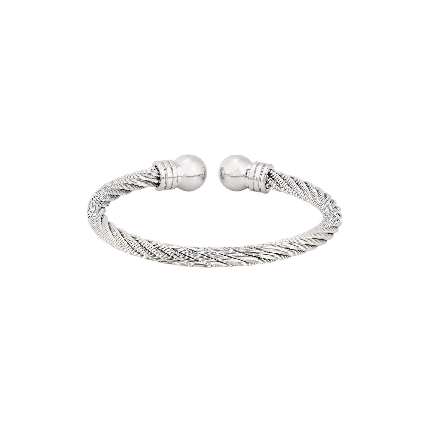 Bracelet Esmée ouvert en acier rigide torsadé