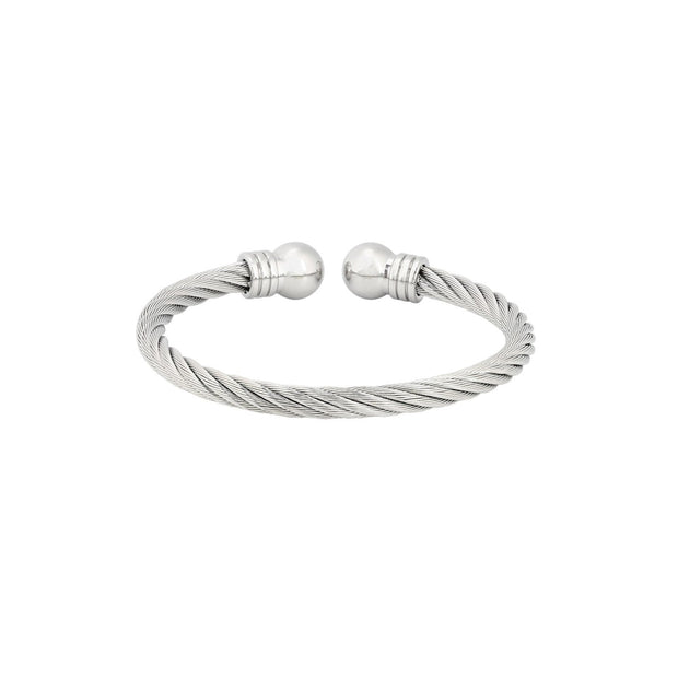 Bracelet Esmée ouvert en acier rigide torsadé