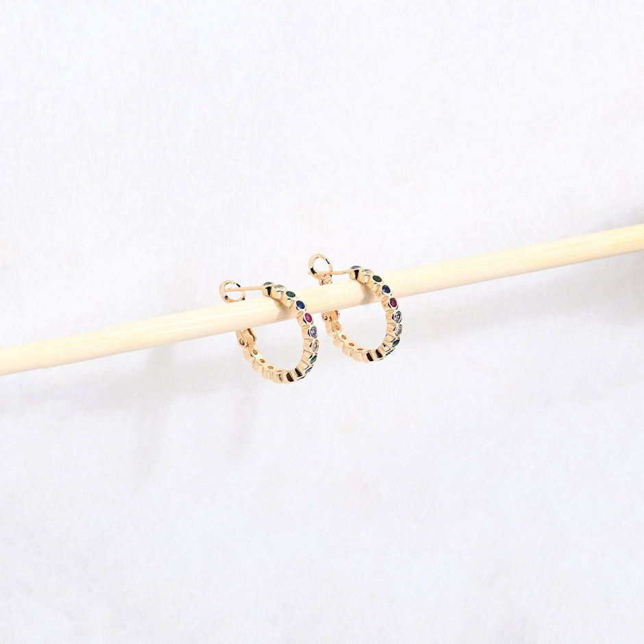 Anneaux plaqué or coloré Luna