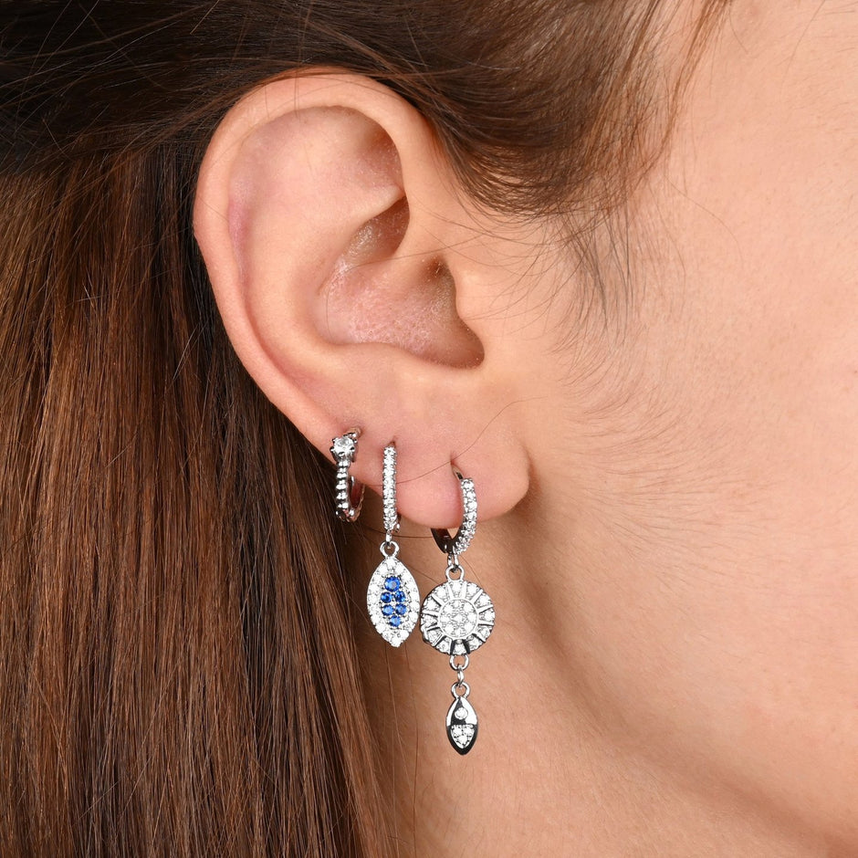 Pack de boucles d'oreilles Luna plaqué or avec œil