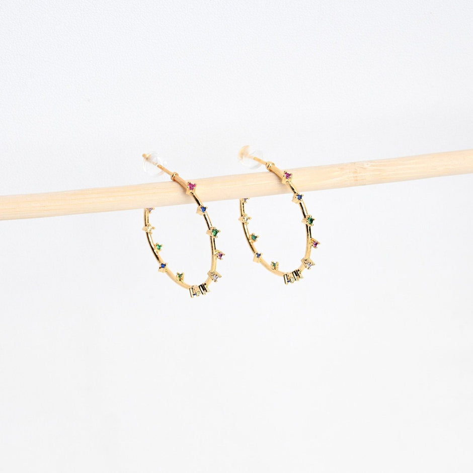 Anneaux plaqué or coloré Luna