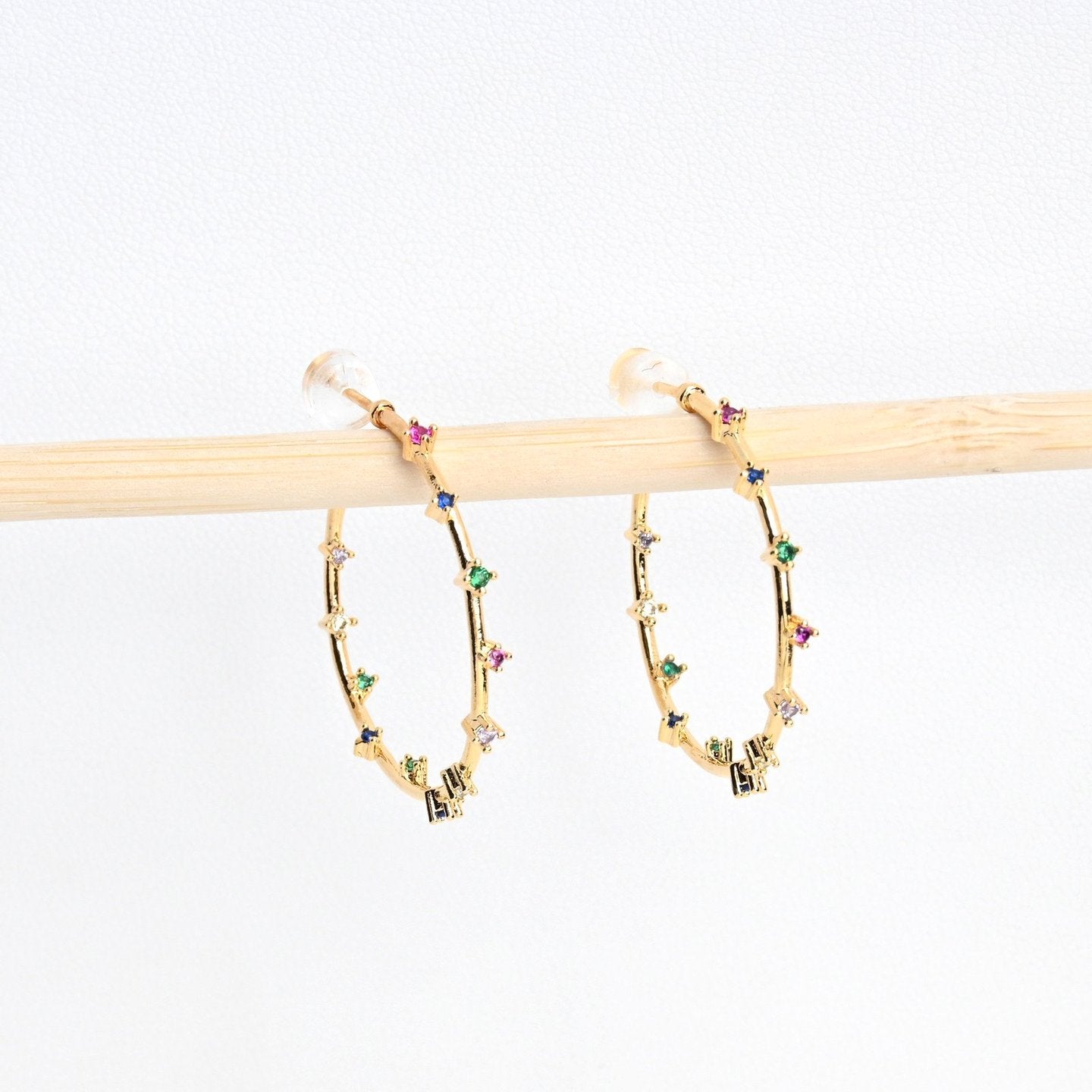 Anneaux plaqué or coloré Luna