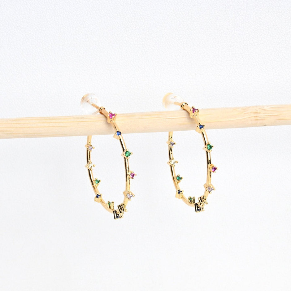 Anneaux plaqué or coloré Luna