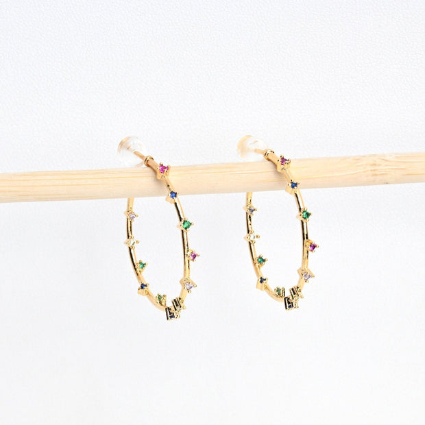 Anneaux plaqué or coloré Luna