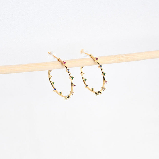 Anneaux plaqué or coloré Luna