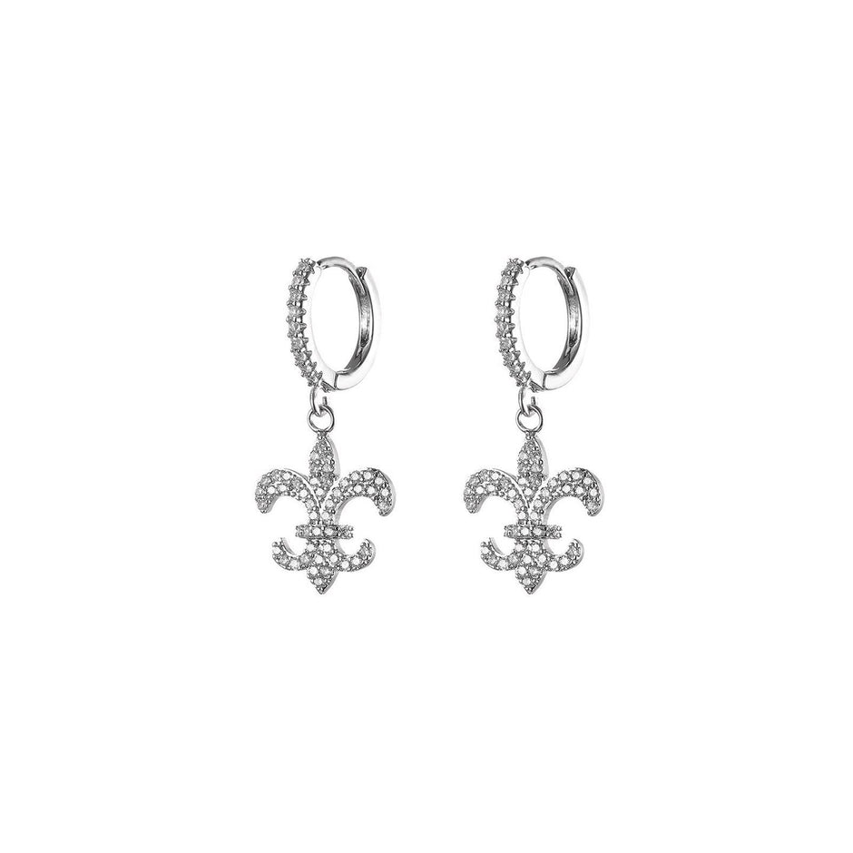 Boucles d'oreilles Luna plaqué or fleur de lys