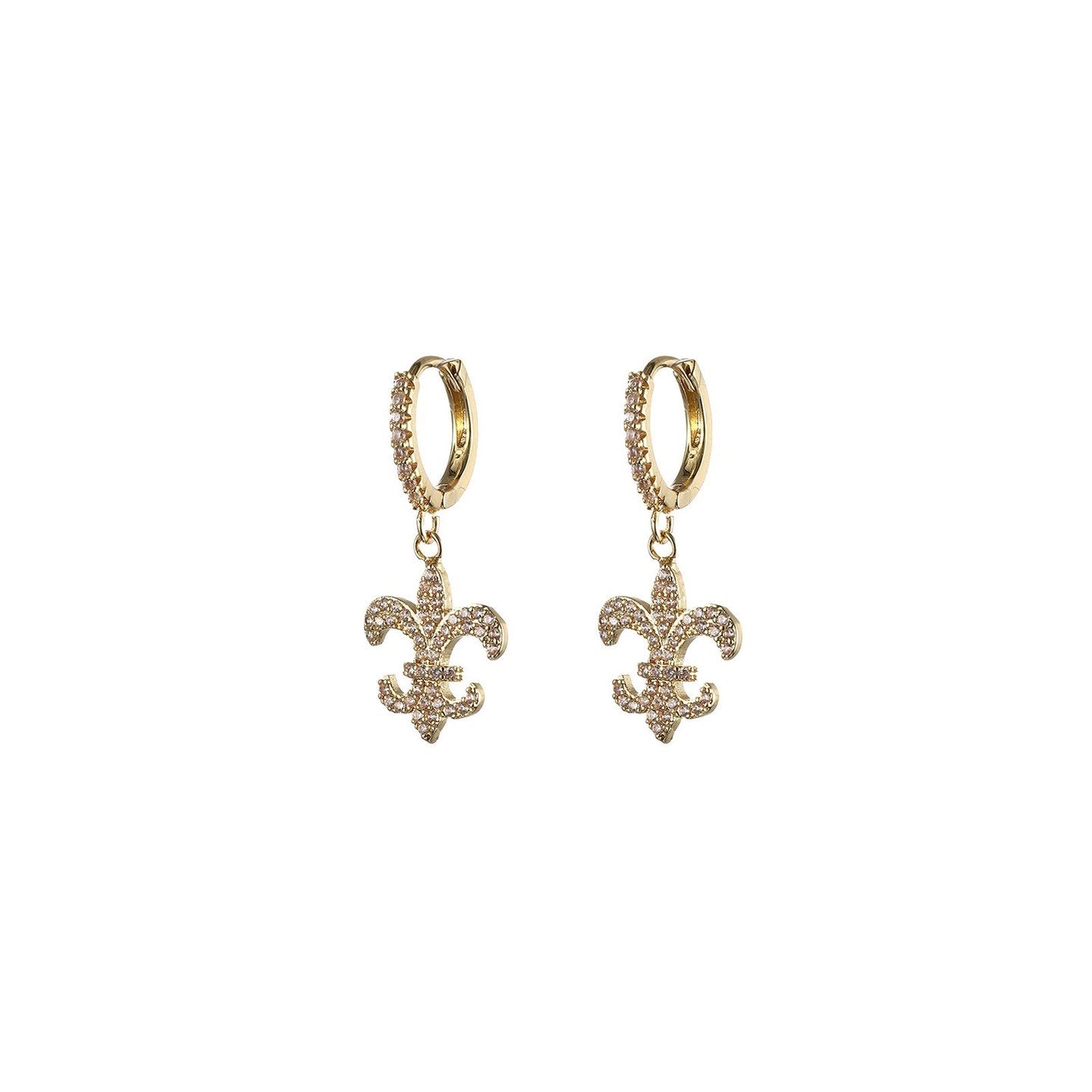 Boucles d'oreilles Luna plaqué or fleur de lys