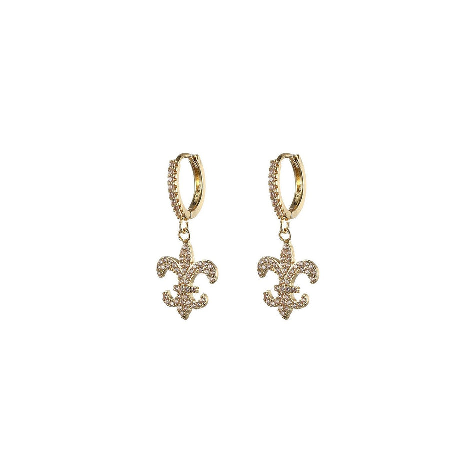 Boucles d'oreilles Luna plaqué or fleur de lys