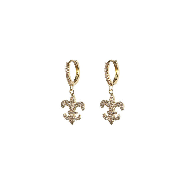Boucles d'oreilles Luna plaqué or fleur de lys
