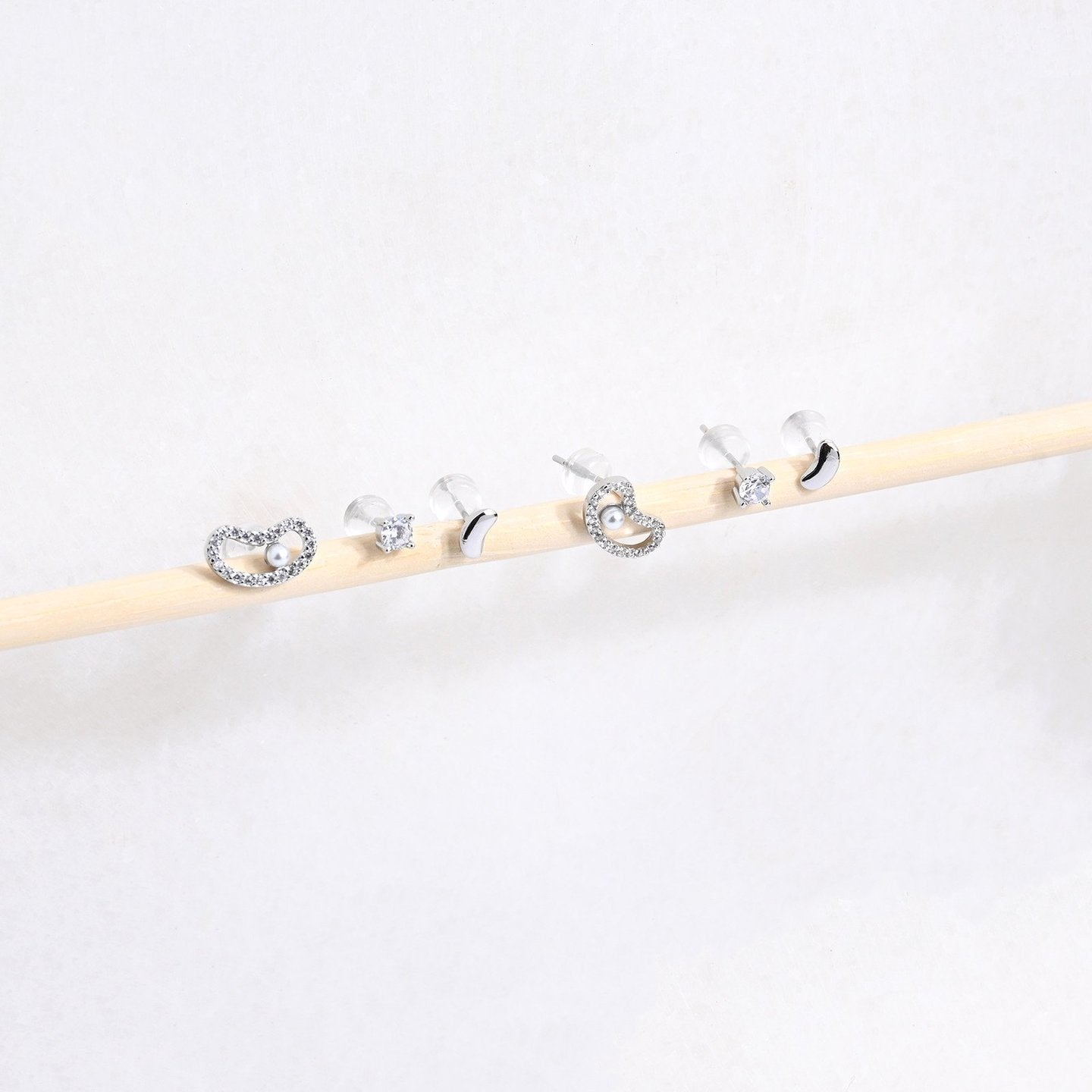 Ensemble boucles d'oreilles Luna plaqué or haricot