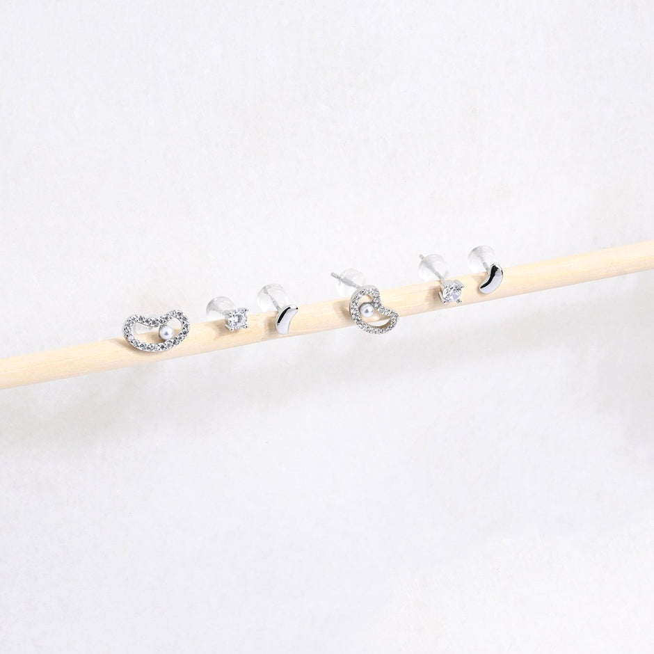 Ensemble boucles d'oreilles Luna plaqué or haricot