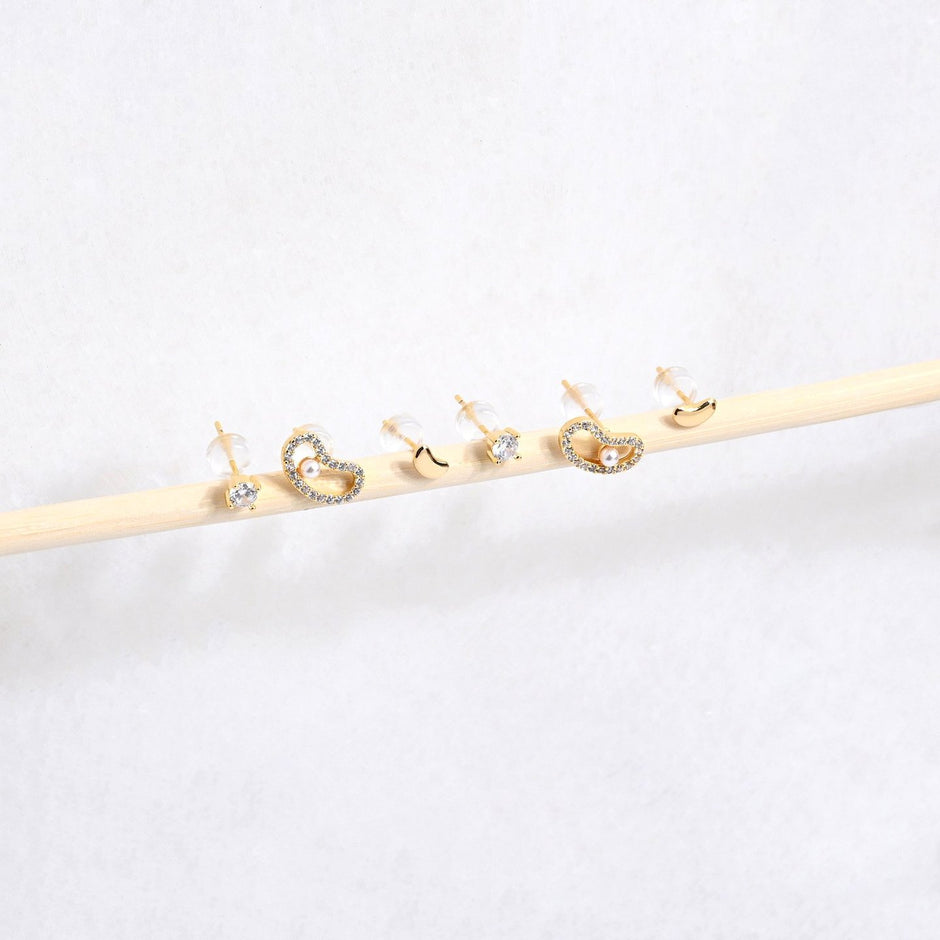 Ensemble boucles d'oreilles Luna plaqué or haricot