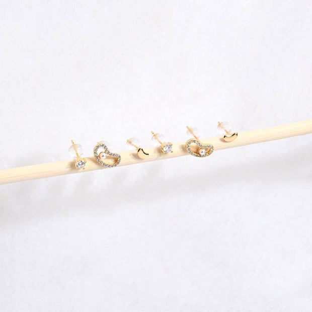 Ensemble boucles d'oreilles Luna plaqué or haricot