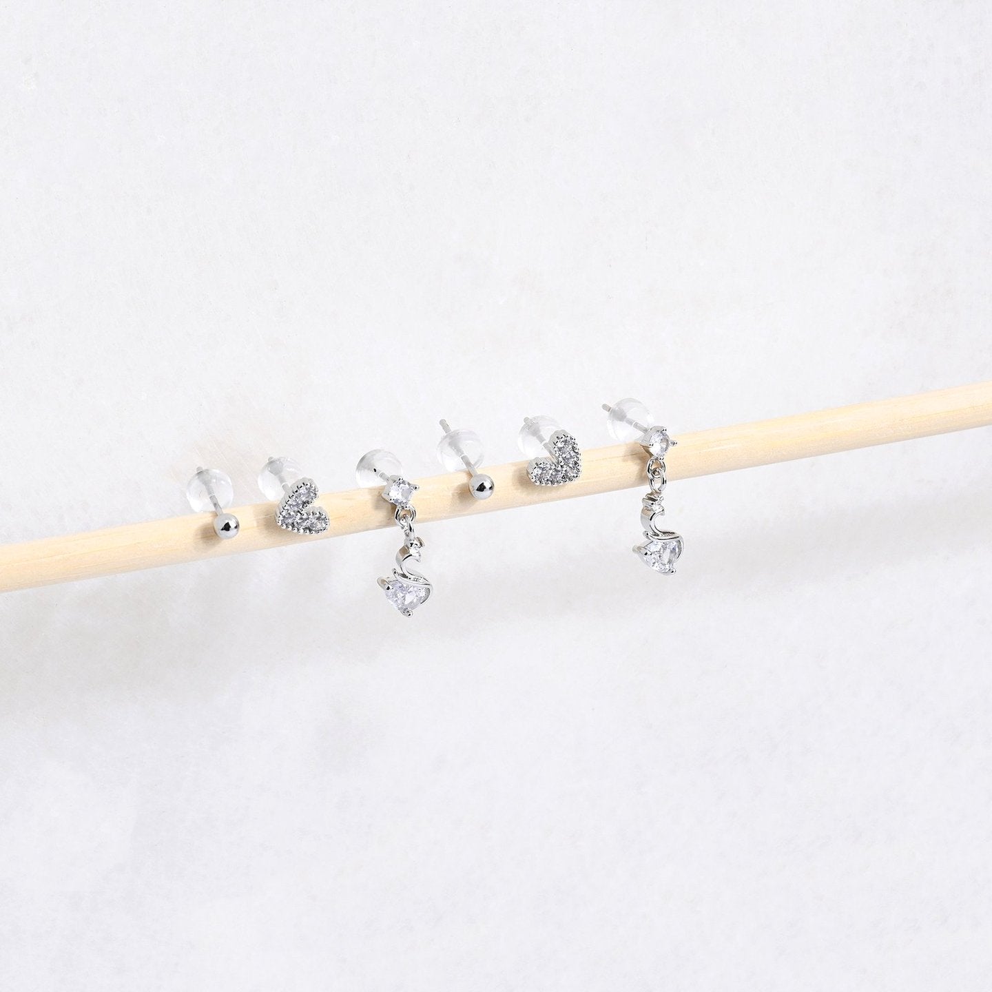 Ensemble boucles d'oreilles plaqué or cygne Luna