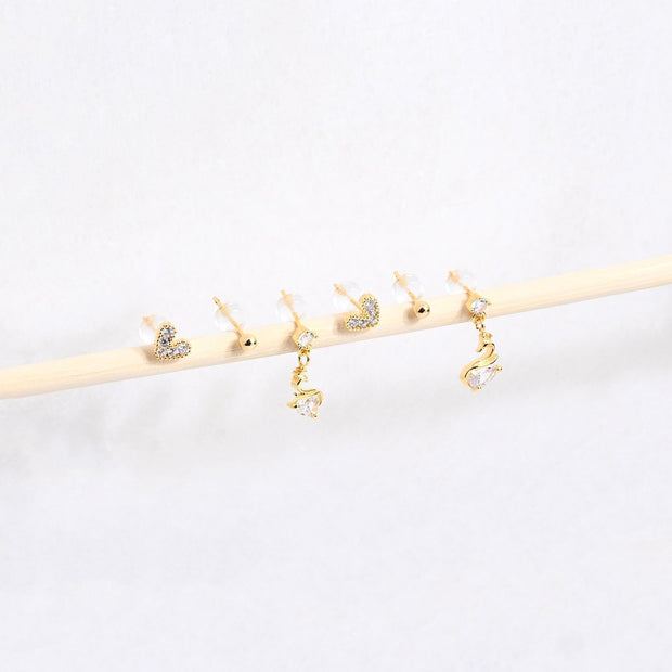 Ensemble boucles d'oreilles plaqué or cygne Luna