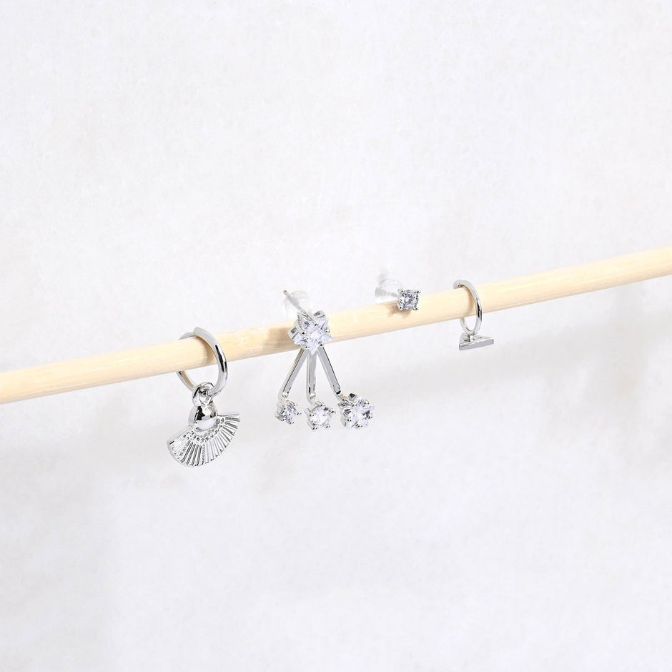 Ensemble boucles d'oreilles Luna plaqué or éventail