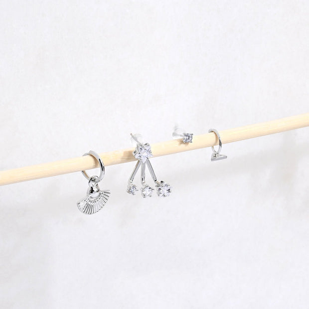 Ensemble boucles d'oreilles Luna plaqué or éventail