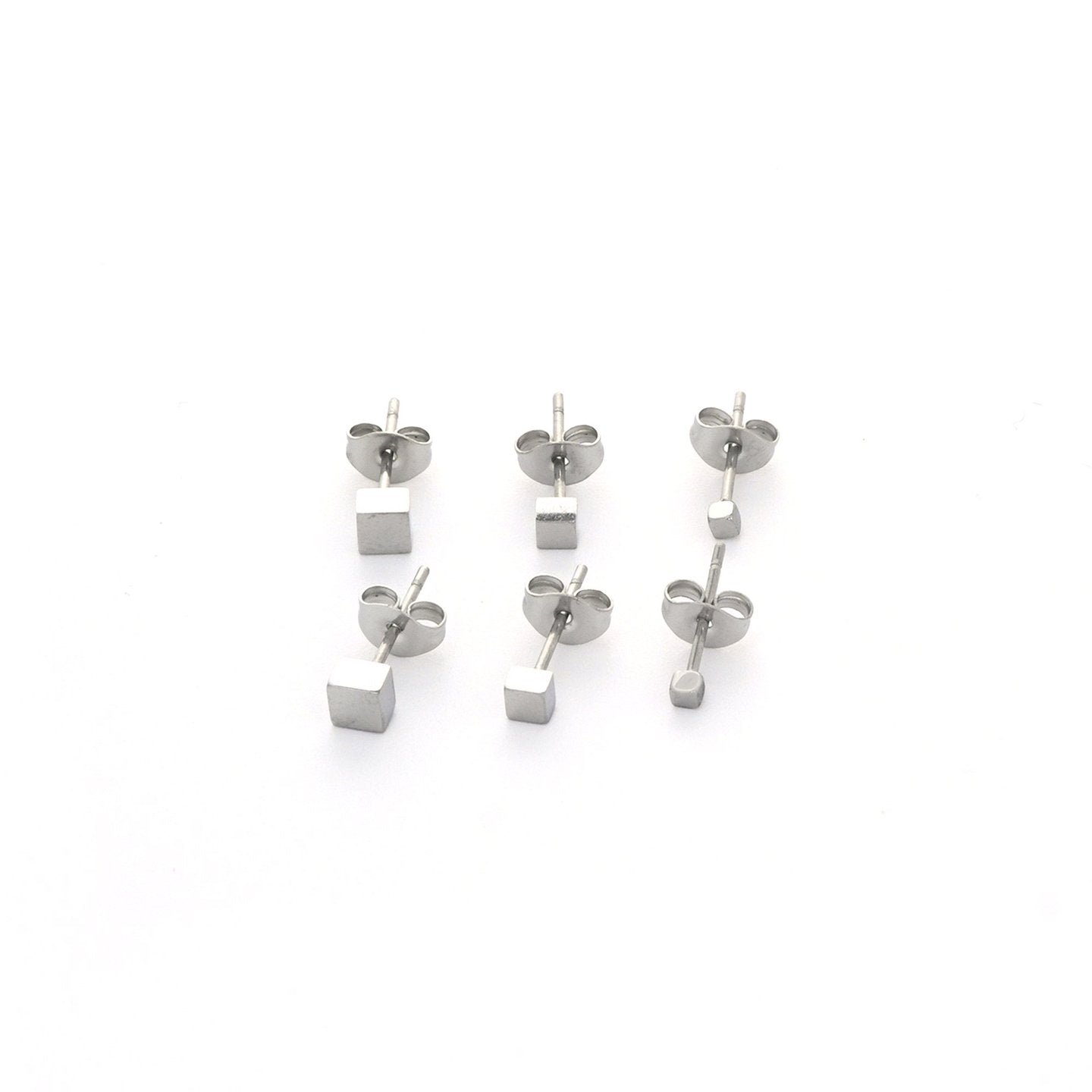 Ensemble boucles d'oreilles Alba en acier carré