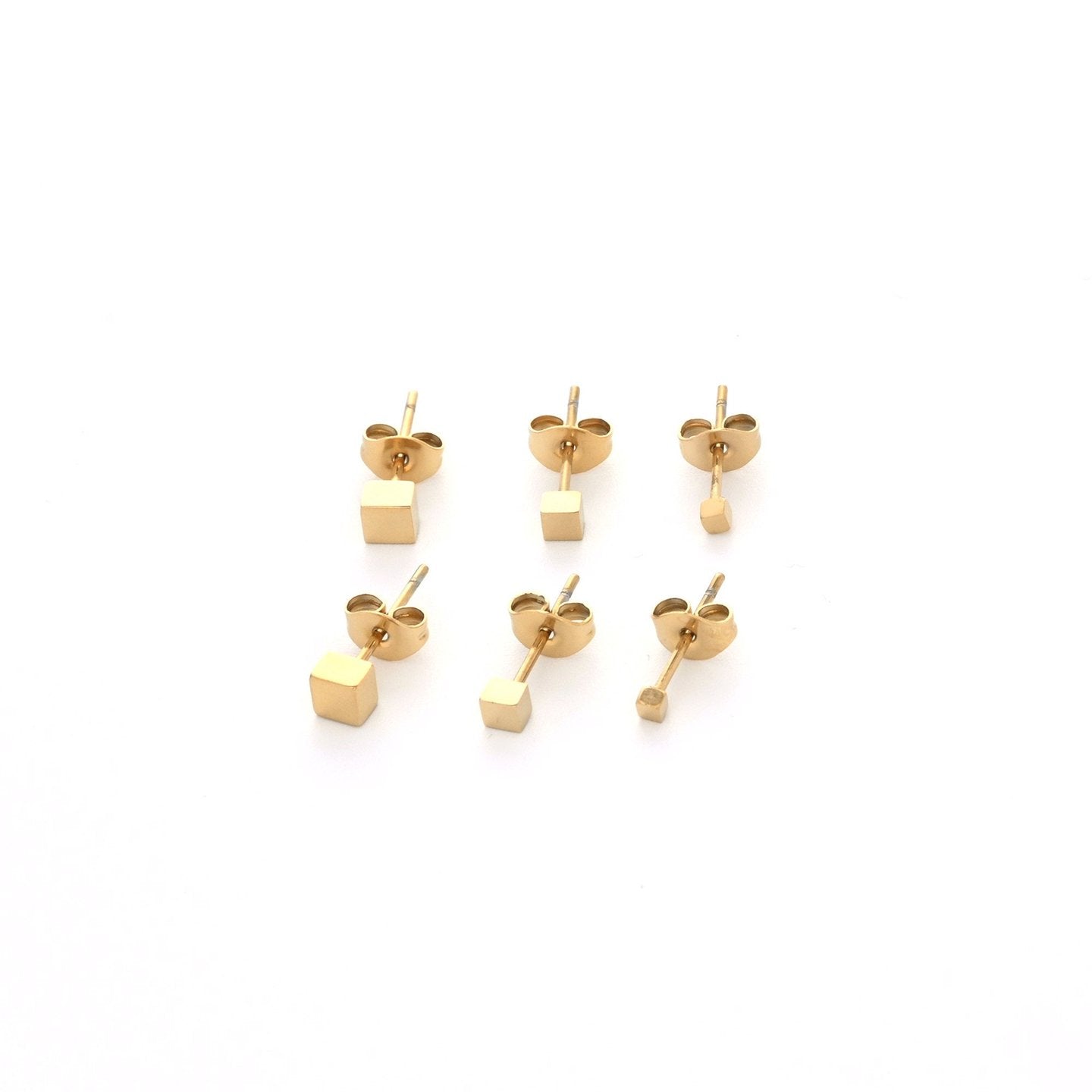 Ensemble boucles d'oreilles Alba en acier carré