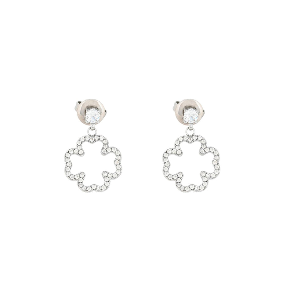 Boucles d'oreilles Alba zircones trèfle et brilliantes acier