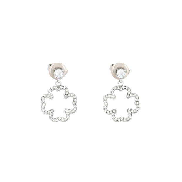 Boucles d'oreilles Alba zircones trèfle et brilliantes acier