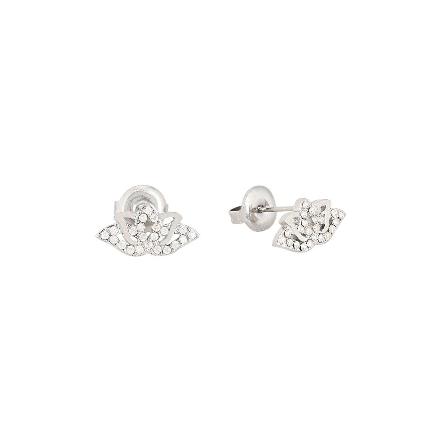 Boucles d'oreilles Alba acier et zircones fleur de lotus