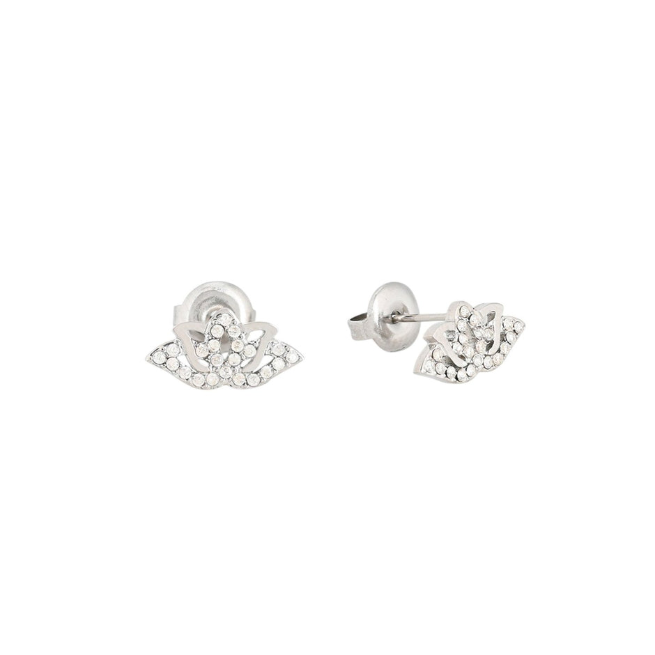 Boucles d'oreilles Alba acier et zircones fleur de lotus