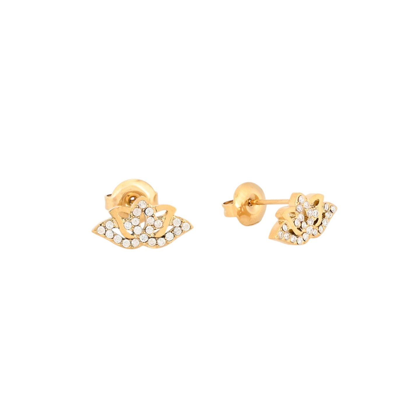 Boucles d'oreilles Alba acier et zircones fleur de lotus