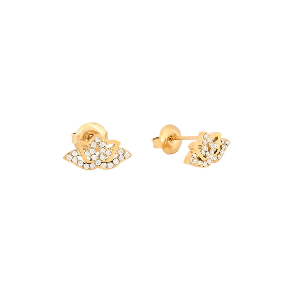Boucles d'oreilles Alba acier et zircones fleur de lotus