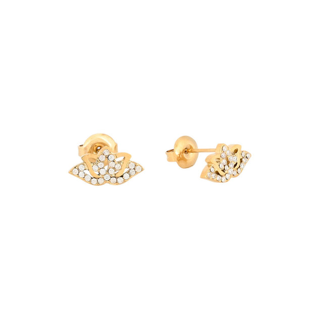 Boucles d'oreilles Alba acier et zircones fleur de lotus